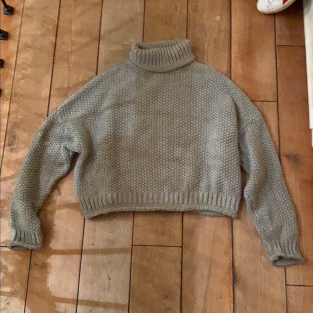 Anthropologie slouchy gray cable knit sweater